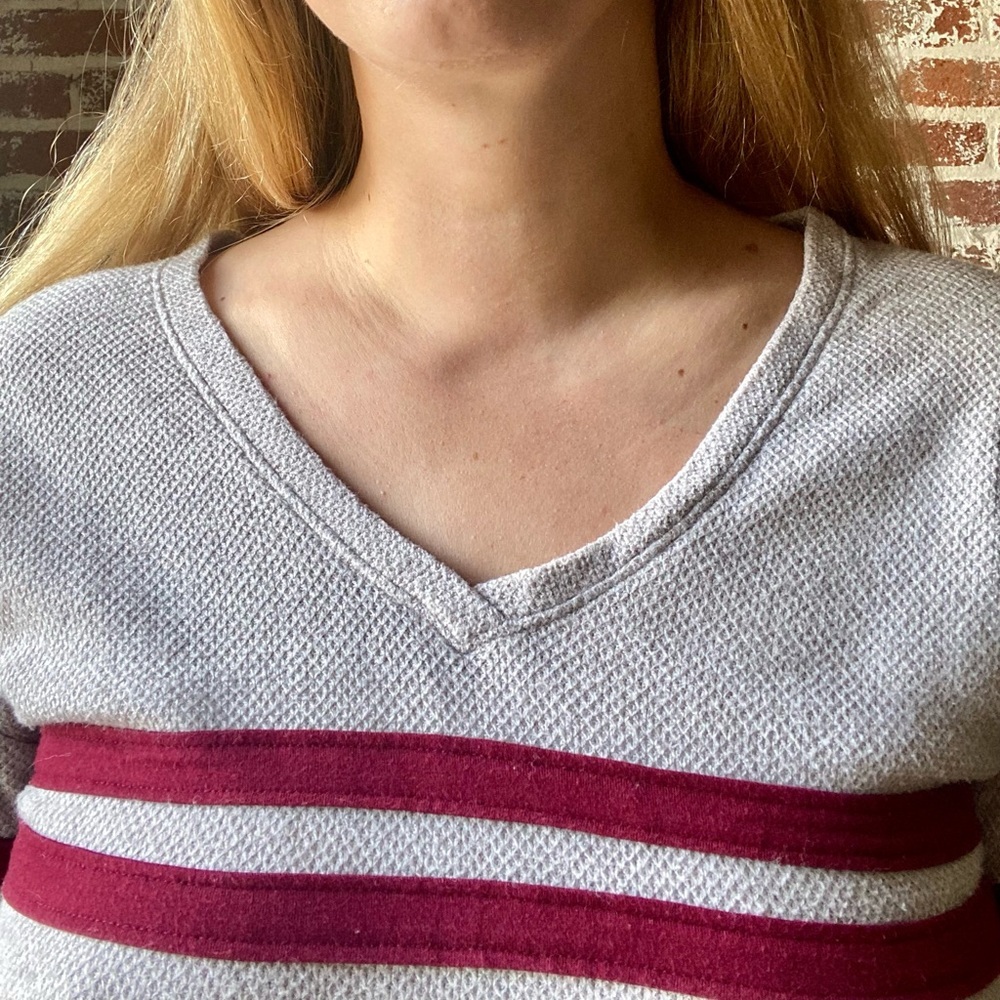 socialite gray & burgundy long sleeve - Picture 2 of 6